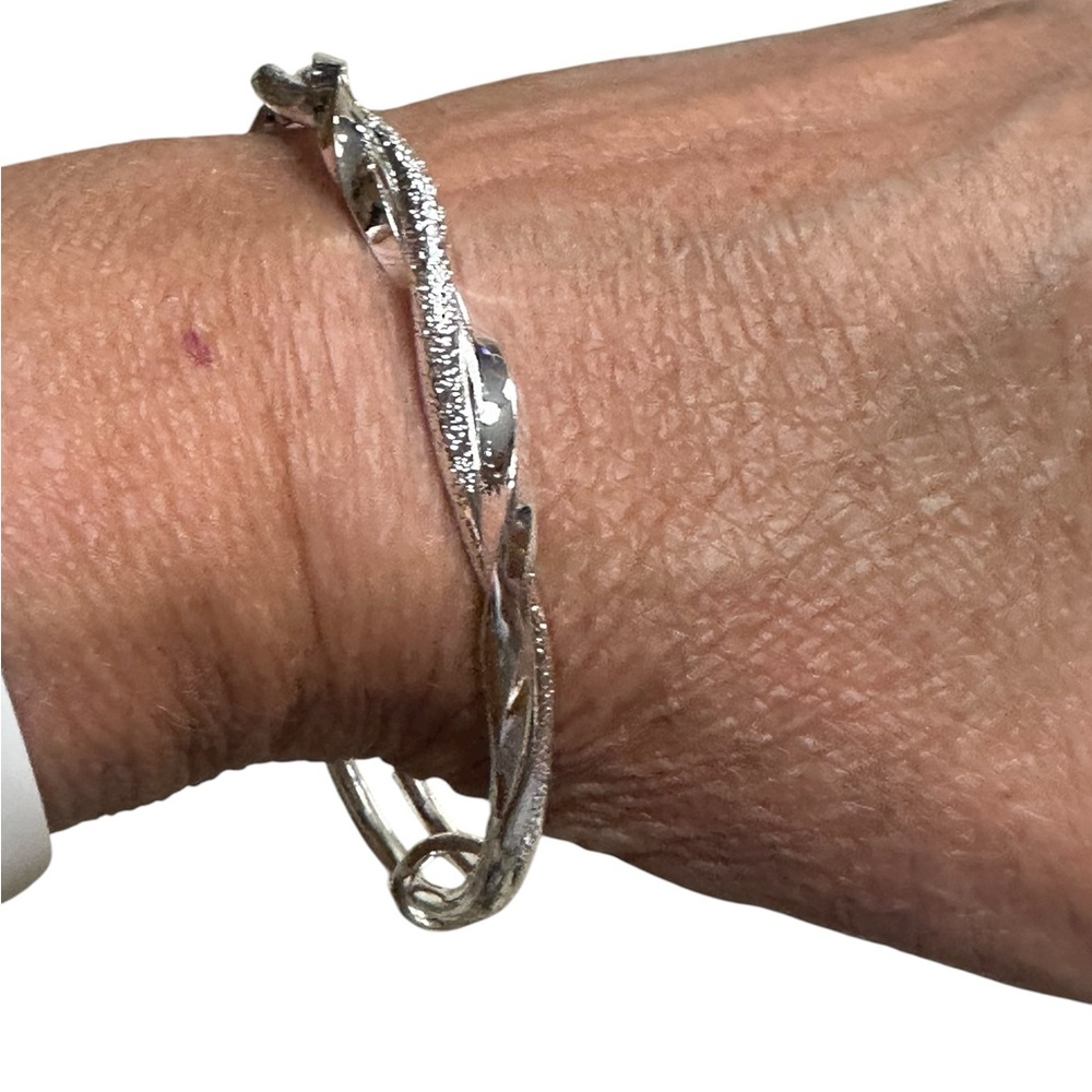 Silver Twist Bangle Stackable Bracelet - image 2